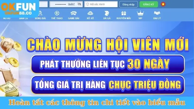 Hoàn tất các thông tin chi tiết vào biểu mẫu